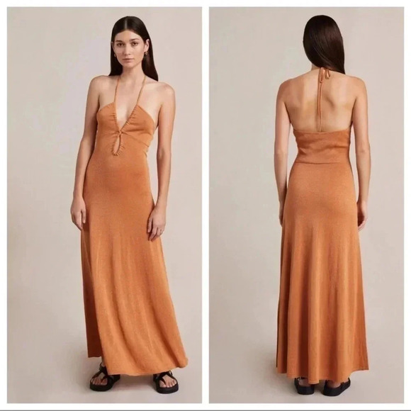 NWT Free People Bec & Bridge Indya Knit Maxi Dress Desert Sun Bronze Orange - Picture 1 of 17